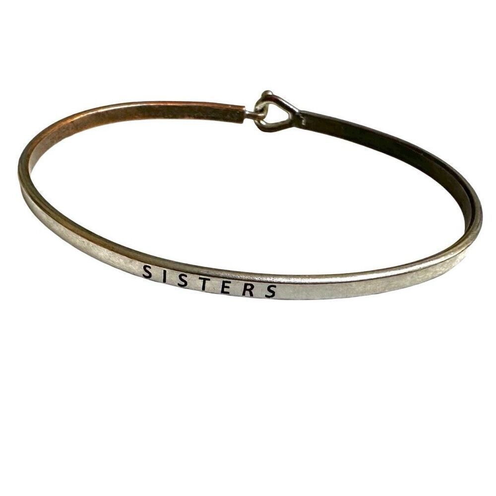 Silver tone sisters bangle bracelet